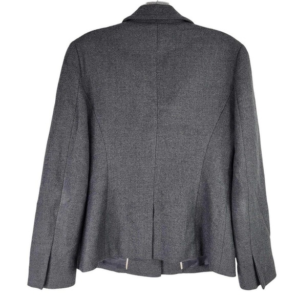 Talbots Women's Size 4 Small Gray Wool Lined Monogram Two Button Blazer - Picture 3 of 12